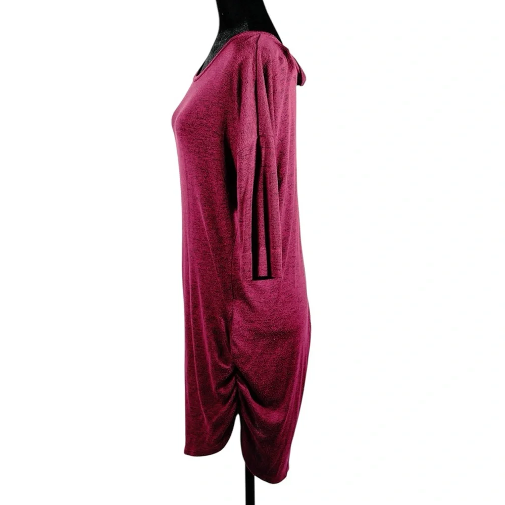 Express Burgundy Ruched Knit Top Stretch Jersey – Size Large - Picture 5 of 16